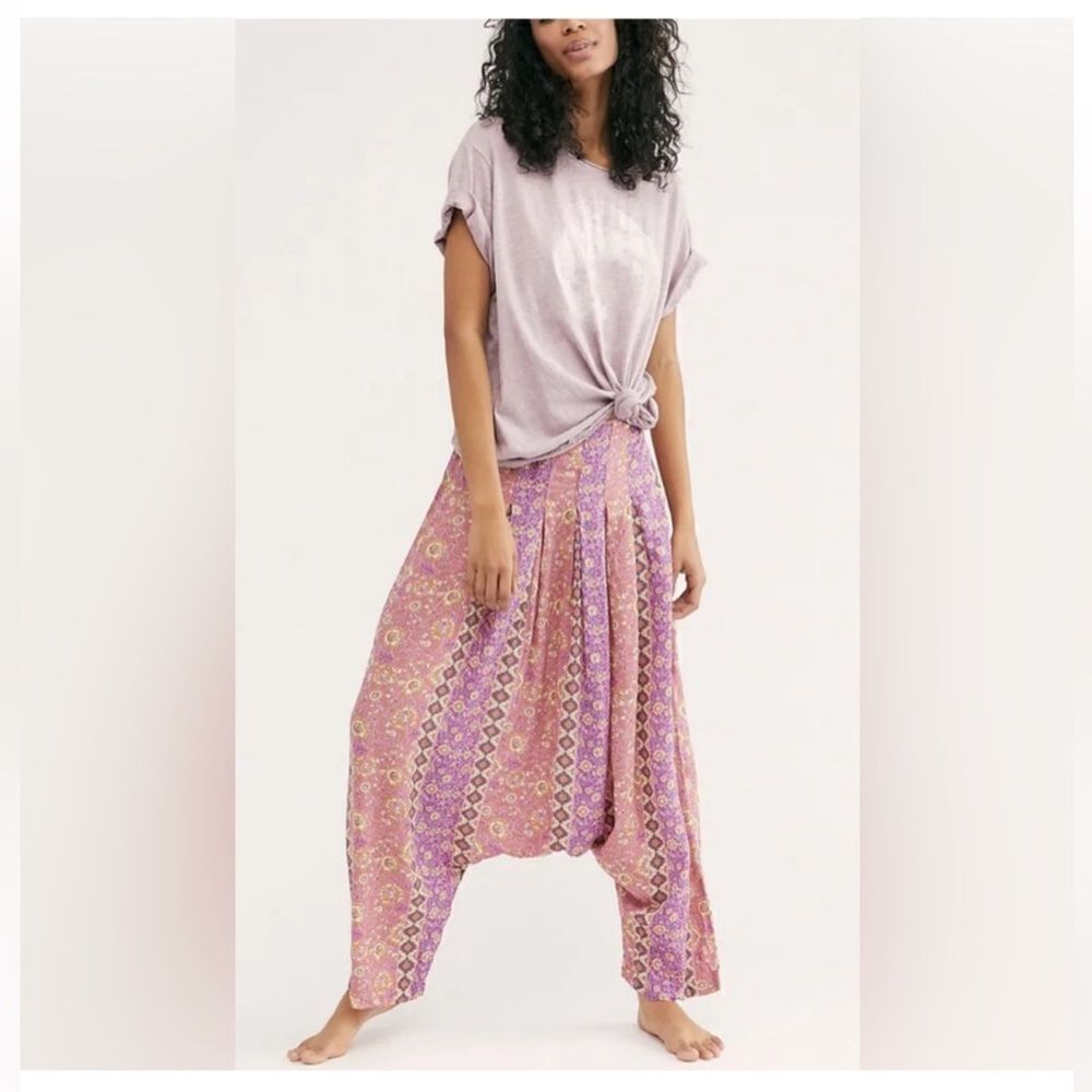 NEW FREE PEOPLE Haley Harem Lounge Pants Pink Size XS